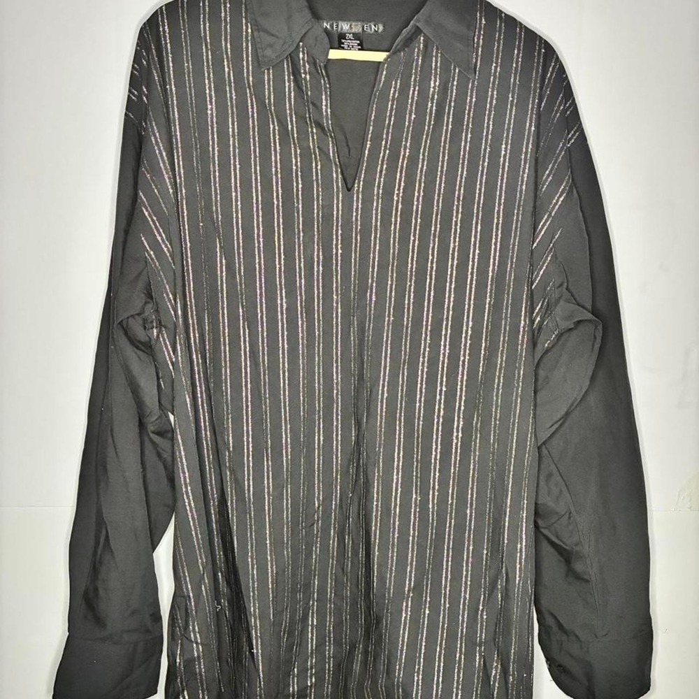 New Gen Mens 2XL Black with White Vertical Stripes
